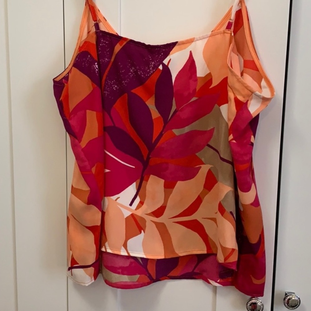 Tropical Floral Print Camisole Red & Peach Sz LG NEW!